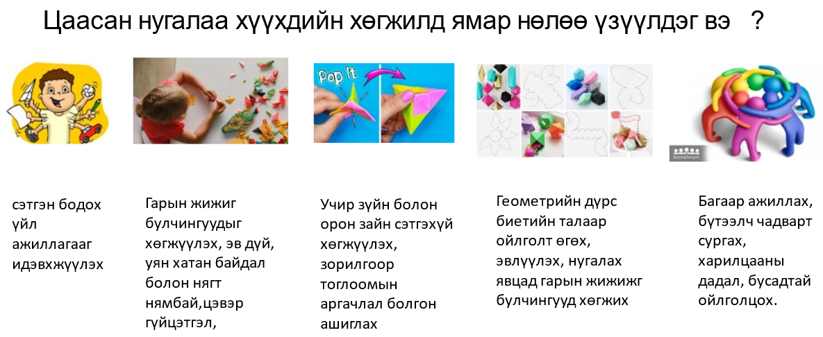 Цаасан нугалаа хүүхдийн хөгжилд нөлөөлөх нь