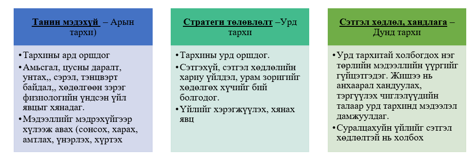 Зураг 3. Тархины бүтэц үйл ажиллагаа